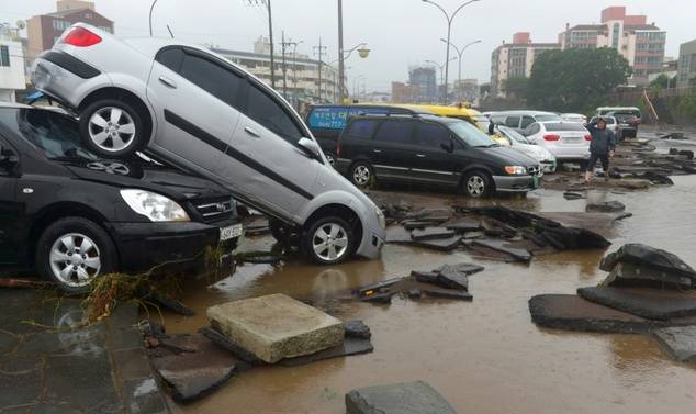 Cars Damaged By Flood Waters