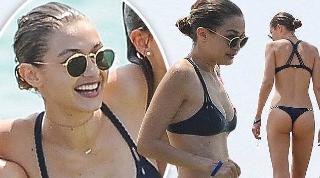 Gigi Hadid Displays Her Model Curves In Black Bikini | HD Wallpapers | Photos