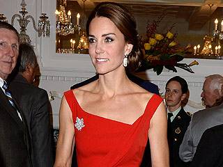 Princess Kate Stuns in Red Satin Dress