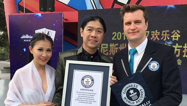 A world record 18 costume changes in a minute
