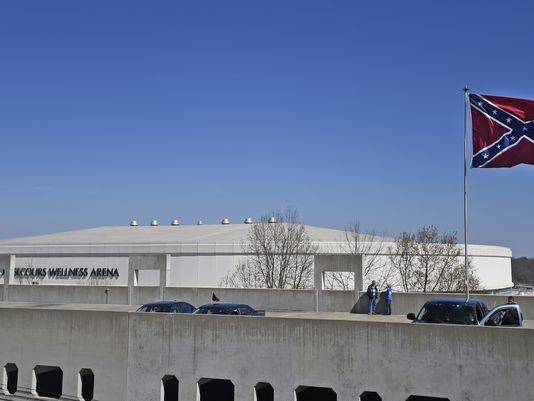 Confederate flag flies next to NCAA arena in South Carolina