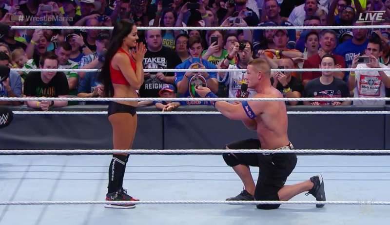 John Cena Finally Proposes To Nikki Bella On Wrestlemania