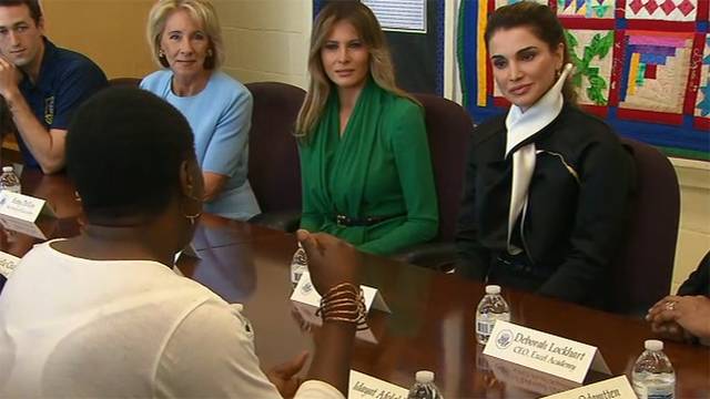 Melania Trump, Queen Rania visit DC public charter school