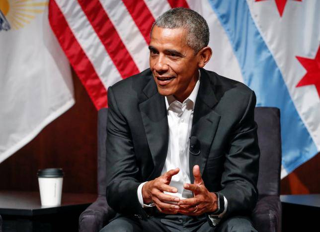 Obama makes no mention of Trump in first major post-presidential appearance
