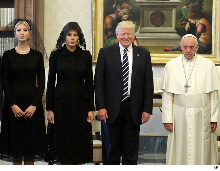 Donald Trump Meets Pope Francis, Smiley Face, Frowny Face