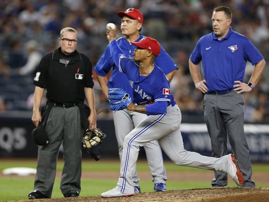 Blue Jays RHP Marcus Stroman points blistering finger at MLB