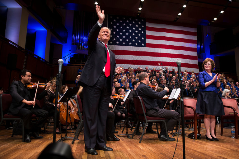 ‘I’m President and They’re Not’: Trump Attacks Media at Faith Rally