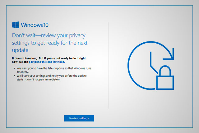 Windows 10 update reminder to keep computers safe