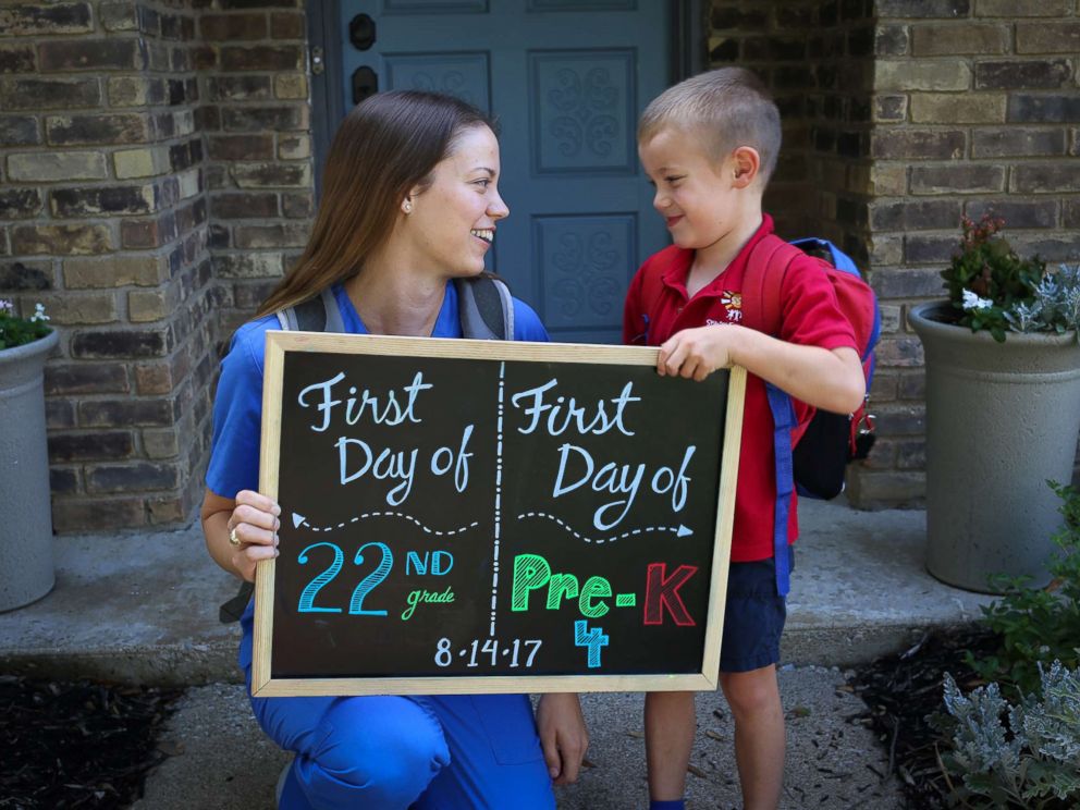 Mother, son celebrate 1st day of school in adorable photo