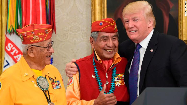 At a Navajo veterans event, Trump makes Pocahontas crack