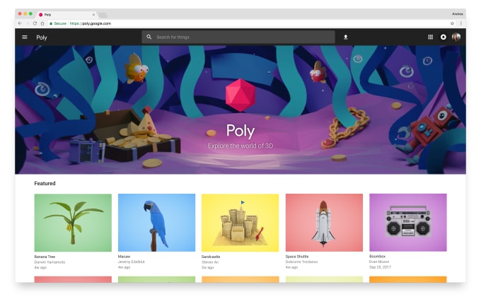 Google launches Poly, a home for the world’s 3D objects built for creators