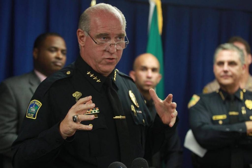 Photo of Florida police chief with bikini-clad female cops sparks harassment probe