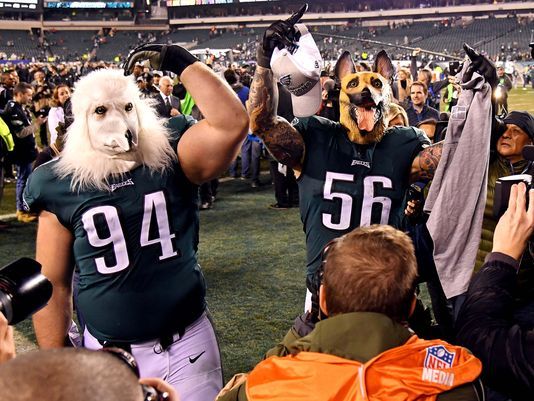 Super Bowl LII-bound Philadelphia Eagles go all in on underdog role, dog masks
