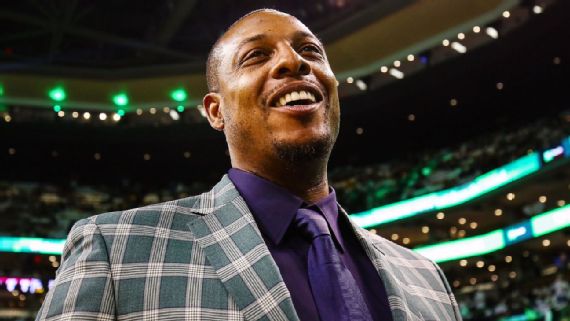 Paul Pierce lifts 2008 Larry O’Brien trophy as Celtics retire No. 34