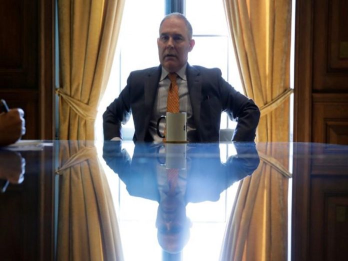 FILE PHOTO: Environmental Protection Agency Administrator Pruitt speaks during an interview in Washington EPA inspector general opens new probe into Pruitt's travels, Latest Politics News, Top Political Headlines, Politics Live News Online, Today Politics News