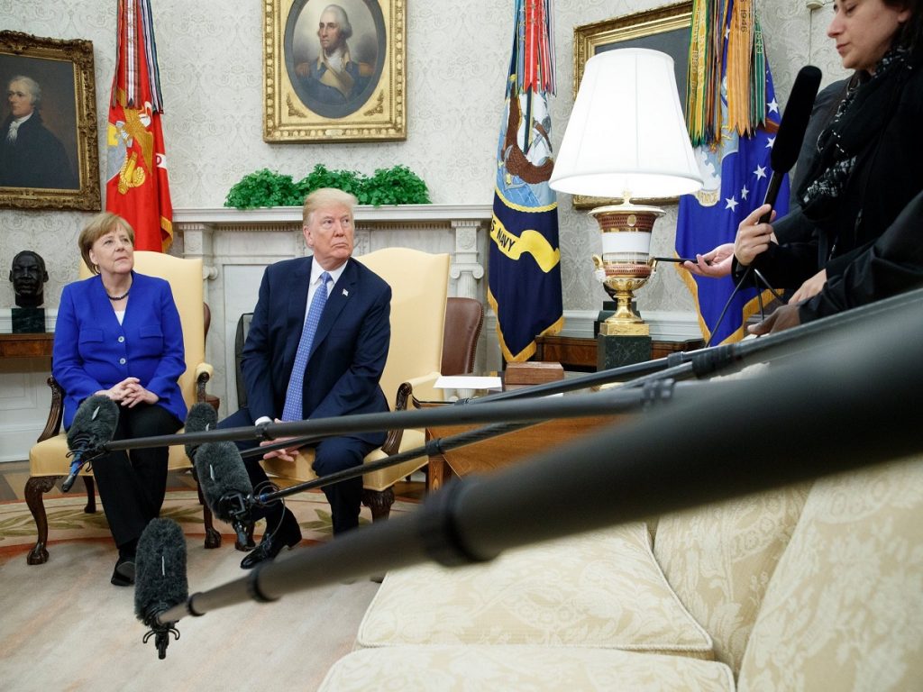 Trump and Merkel Meet One on One, but Don’t See Eye to Eye