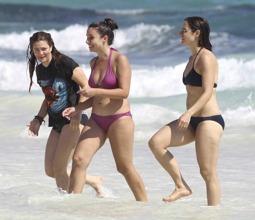 Drew Barrymore With Friends At Amansala Bikini Bootcamp In Tulum, Mexico