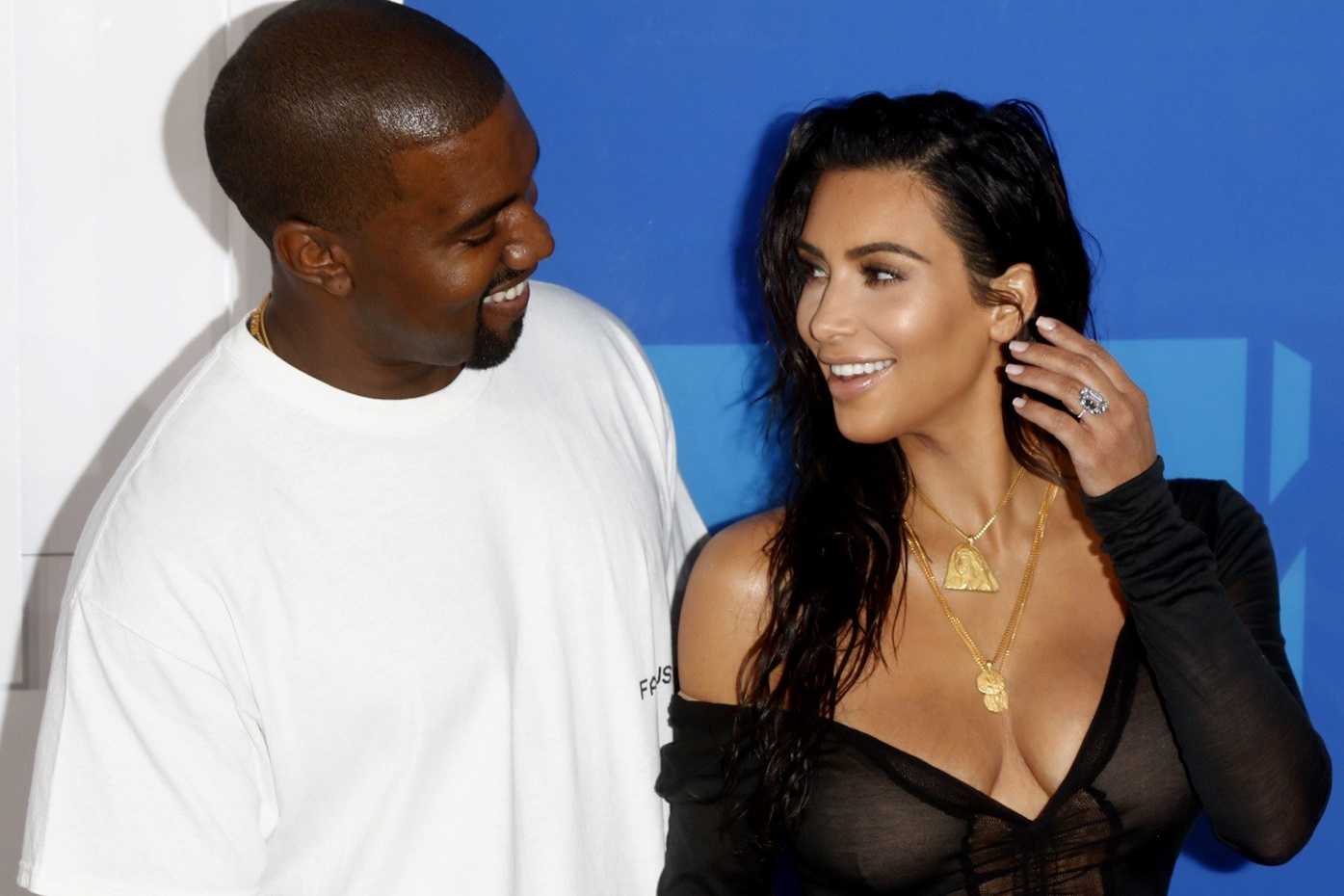 Kanye West Smiling At Kim