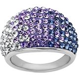 Dome Ring with Purple-Lavender-White Fade Swarovski Crystal in Sterling Silver