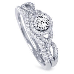 Pompeii3 .70CT Diamond Infinity Engagement Wedding Ring Set 14K White Gold Crossover New