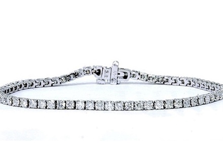 SK Jewel,Inc 2.00ctw Natural Diamond Tennis Bracelet in 14k White Gol