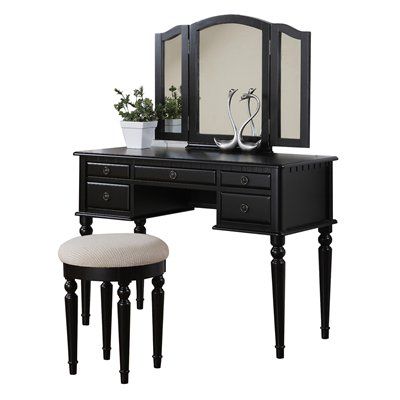 Poundex Furniture F4072 Bobkona St. Croix Vanity Set with Stool