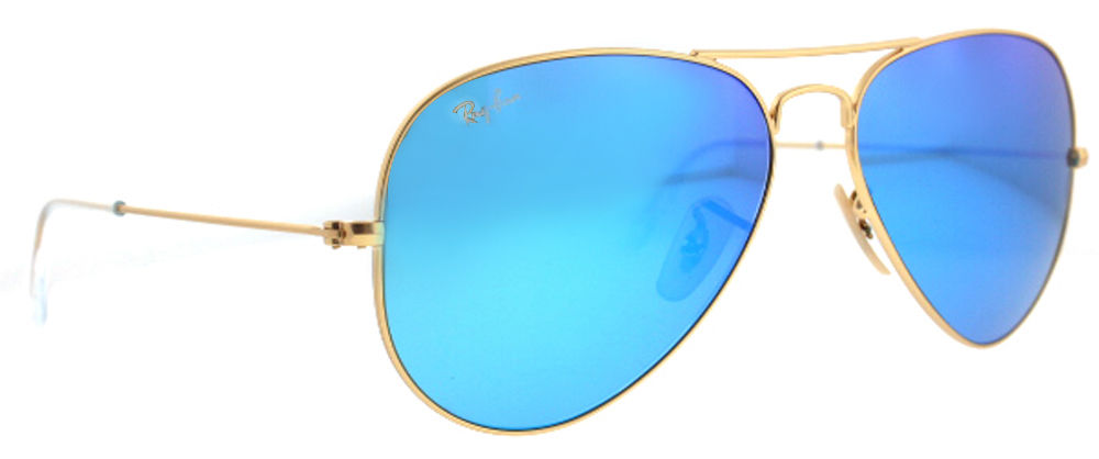 Ray Ban RB 3025 112/17 Blue Flash Lens Gold Frame Unisex 58mm Aviator Sunglasses