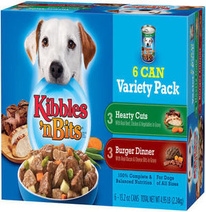 Kibbles 'n Bits Variety Pack Featuring Meatballs & Pasta Dinner with Real Beef in Tomato Sauce Wet Dog Food 9.9 LB BOX