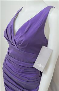 Theia Couture Evening Gown 12 Iridescent Purple Ruffle Detail Sleeveless Dress