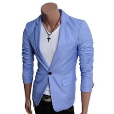 Doublju Mens Vivid One-button Blazer