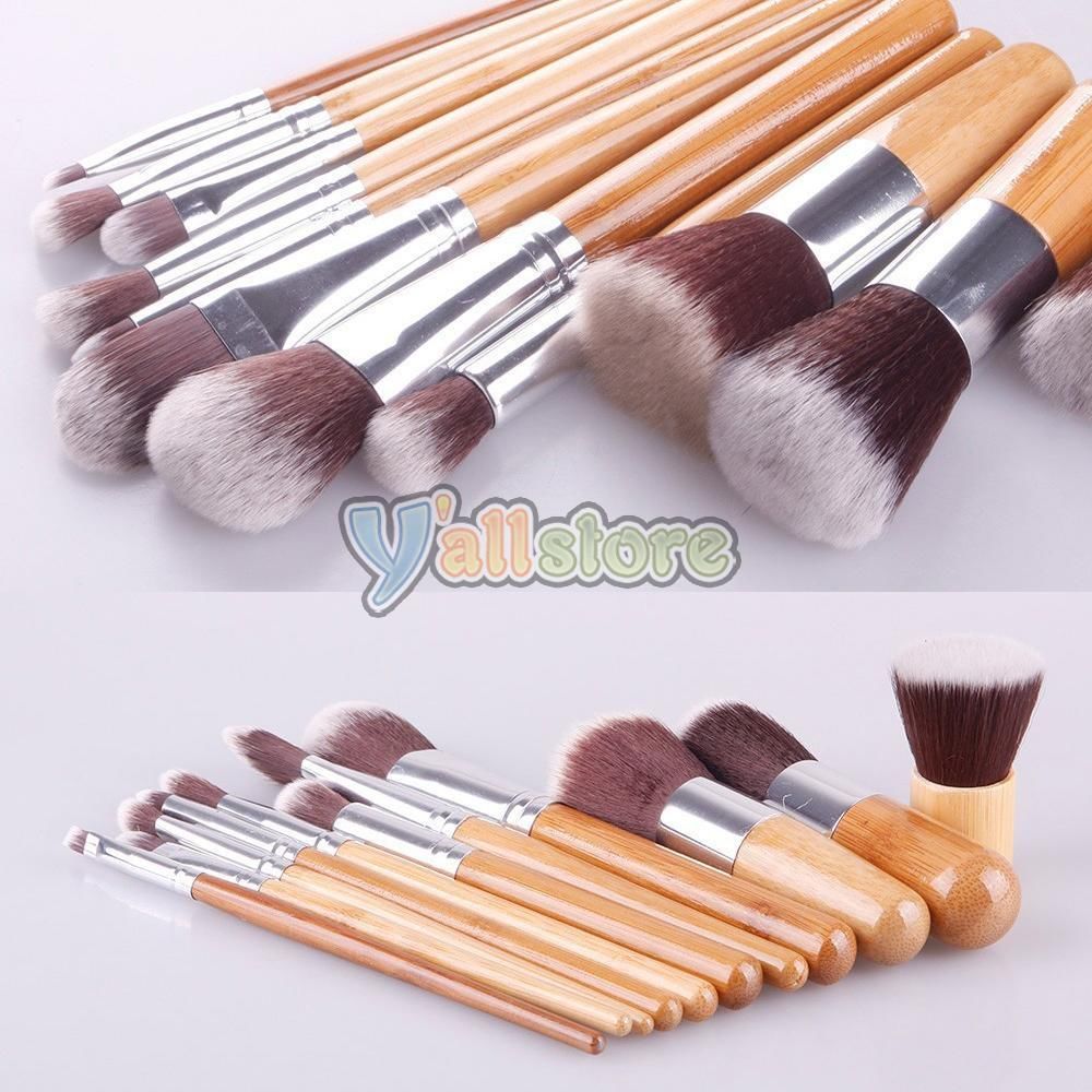 New 15 Colors Face Cream Makeup Concealer Palette 11Pcs Bamboo Flat Brush Set US