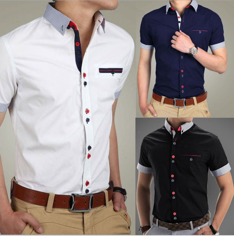 Fashion Mens Slim Fit Short Sleeve Casual Shirt T-Shirts Tee Tops