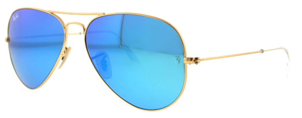 Ray Ban RB 3025 112/17 Blue Flash Lens Gold Frame Unisex 58mm Aviator Sunglasses
