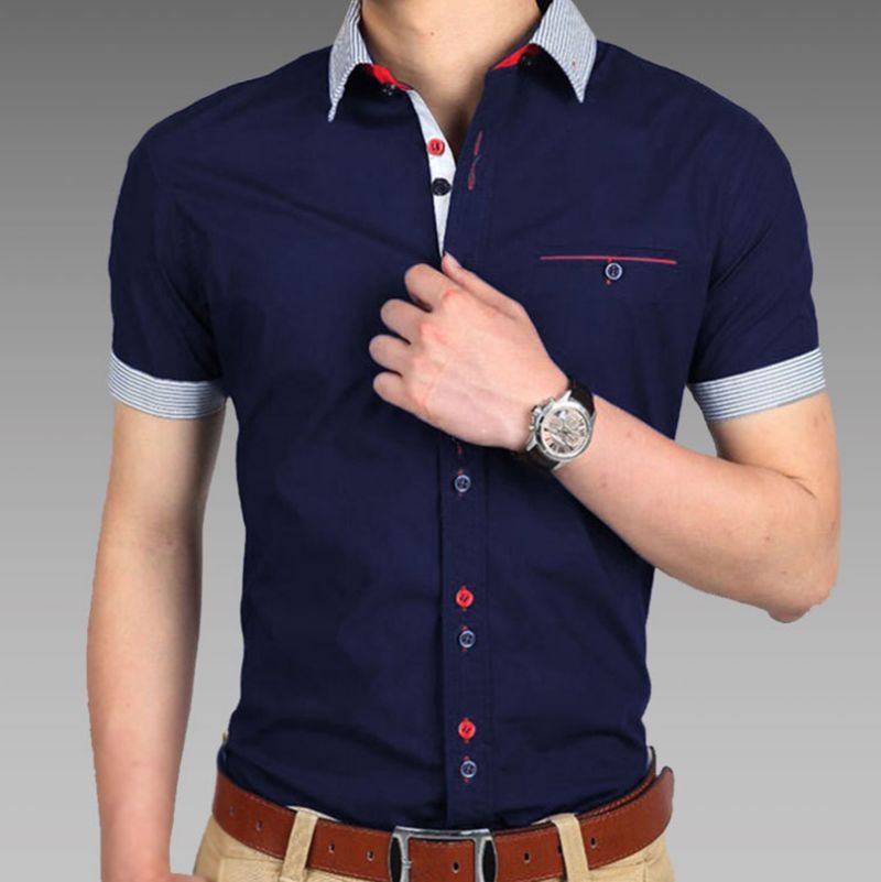 Fashion Mens Slim Fit Short Sleeve Casual Shirt T-Shirts Tee Tops