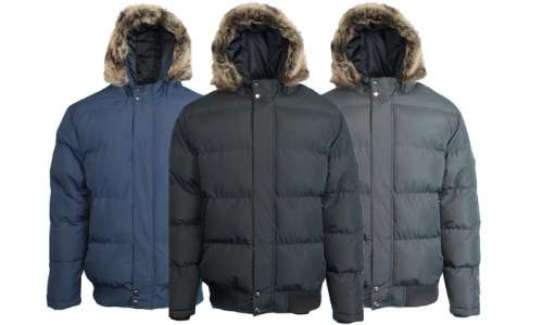 Spire by Galaxy Men's Heavyweight Bubble Jacket with Detachable Hood