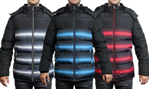 Spire by Galaxy Men's Heavyweight Bubble Jacket with Detachable Hood