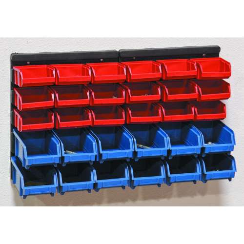 30-Bin Wall-Mounted Parts Rack