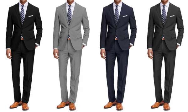 Men's Classic-Fit 2-Piece Suits with 3 Dress Socks (2-Pack)