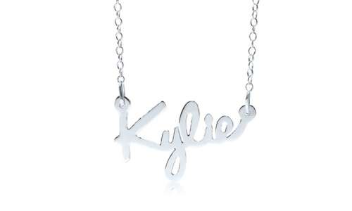 Personalized Script Name Pendant with Crystal Birthstone Charm