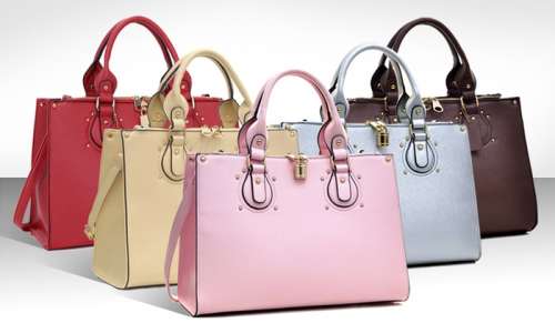 Amphora Collection Lock Satchel Handbag