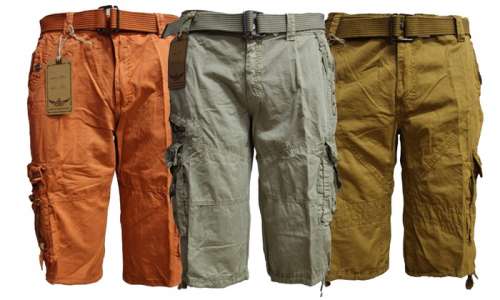 Men's Belted Lee Hanton Cotton Cargo Shorts