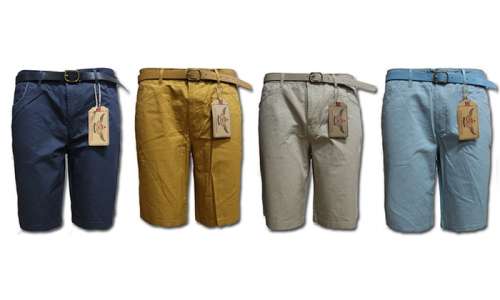 Men's Belted Lee Hanton Cotton Cargo Shorts
