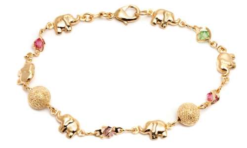 Gold Plated Elephant Anklet With Swarovski Elements 18k golden