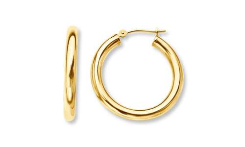 French Lock Hoops in Solid 14K Gold