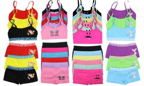 Girls' Seamless Cami Bra and Boyshort Set (12-Piece)
