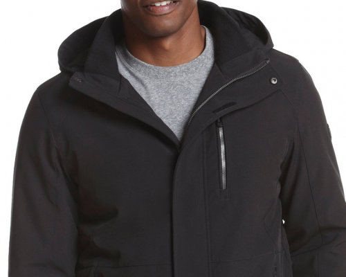 calvin klein mens Laminated soft shell jacket Hooded Black size S M L XL XXL New online clothes deals