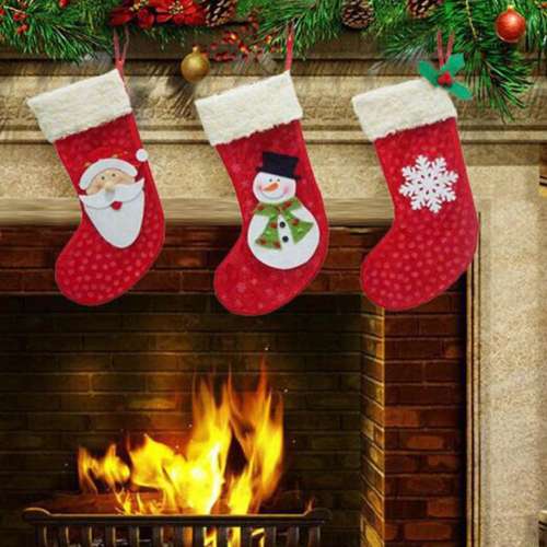 3Pcs Christmas Stockings Socks Santa Claus Candy Gift Bag Xmas Hanging Decor Best Deals In USA