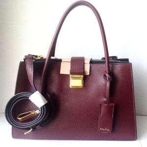 MIU MIU LUXURY MADRA WINE COLOR FLAP SATCHEL CROSSBODY BAG 5BA1042A RT$2220 NEW