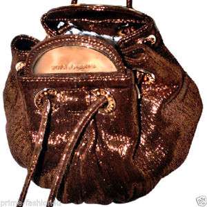 Dolce & Gabbana Luxury Bronze Brocade Double drawstring Top Evening Bag Deals in US.