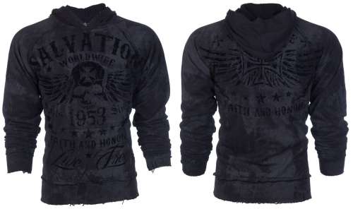 Black Friday Deals ARCHAIC by AFFLICTION Mens Hoodie Sweat Shirt Jacket BLACK TIDE Biker UFC $78 Mens Jackets Deals